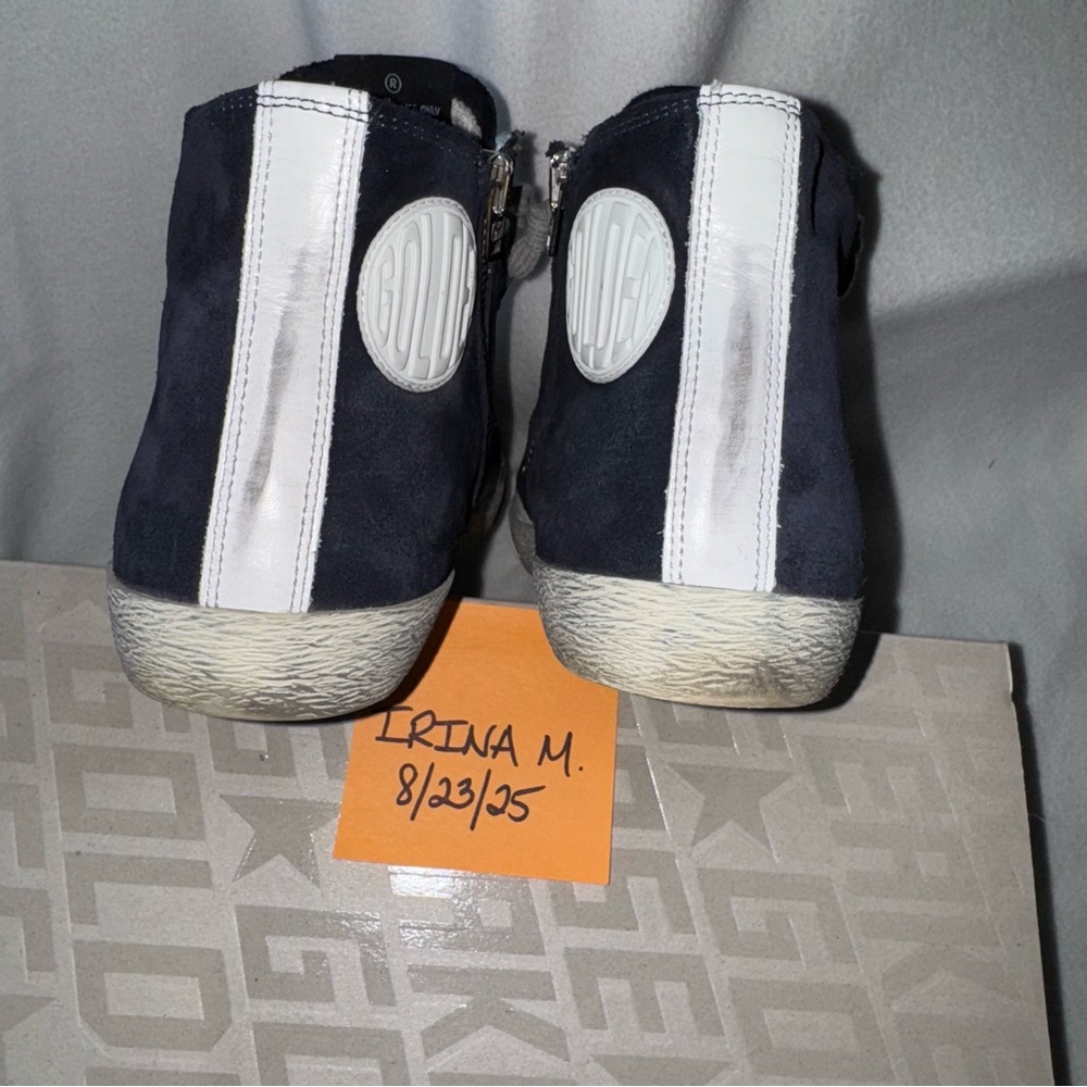 NEW! GGDB GOLDEN GOOSE Navy Suede Francy Side-Zip Sneakers size 39 New in Box! - Picture 11 of 16